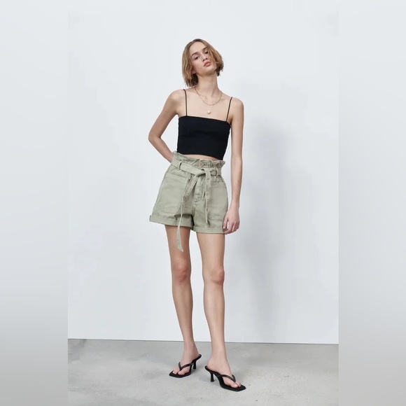 Zara Green Khaki Shorts - Picture 9 of 9